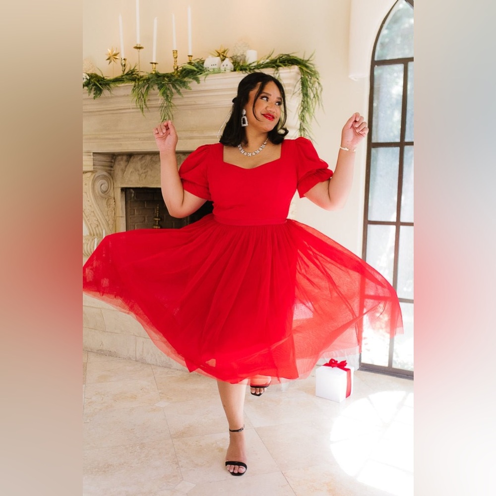 Ivy City Co - Ballerina Dress - Red - Plus Size 2X